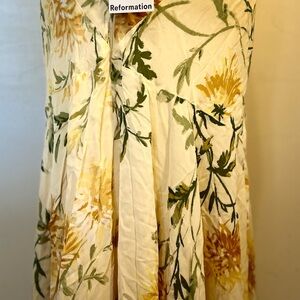 Reformation Floral A-Line Skirt - Cream and Yellow